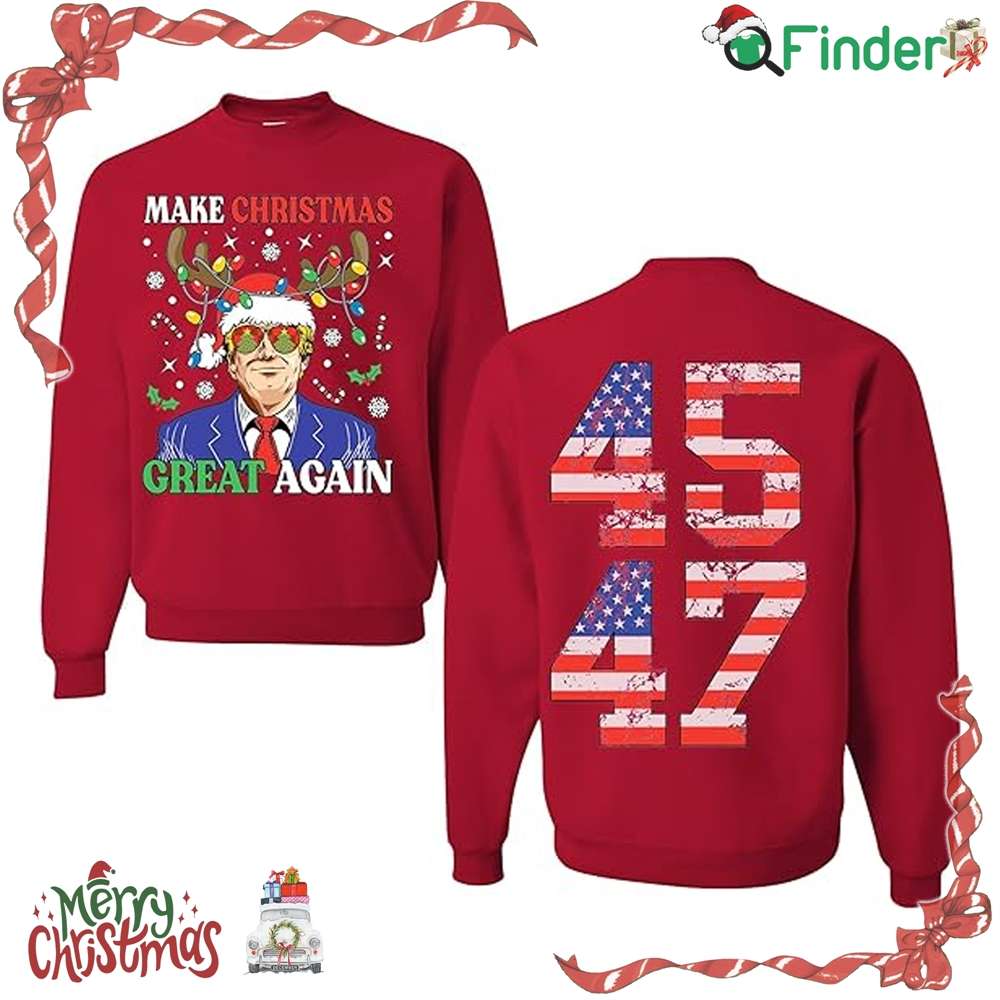 Donald Make Christmas Great Again 45 47 Trump Vance 2024 Parody Ugly Christmas Sweater Sweatshirt Donald Make Christmas Great Again 45 47 Trump Vance 2024 Parody Ugly Christmas Sweater Sweatshirt