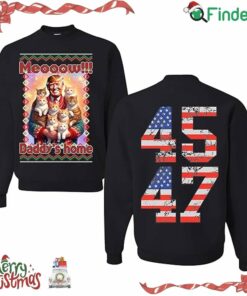 Meooow Daddy's Home 45 47 Ugly Christmas Crewneck Sweatshirt