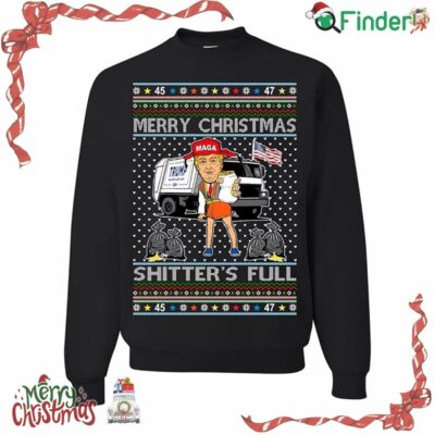 Maga Trump Merry Christmas Shitters Full Ugly Christmas Sweater Unisex Xmas Crewneck Sweatshirt