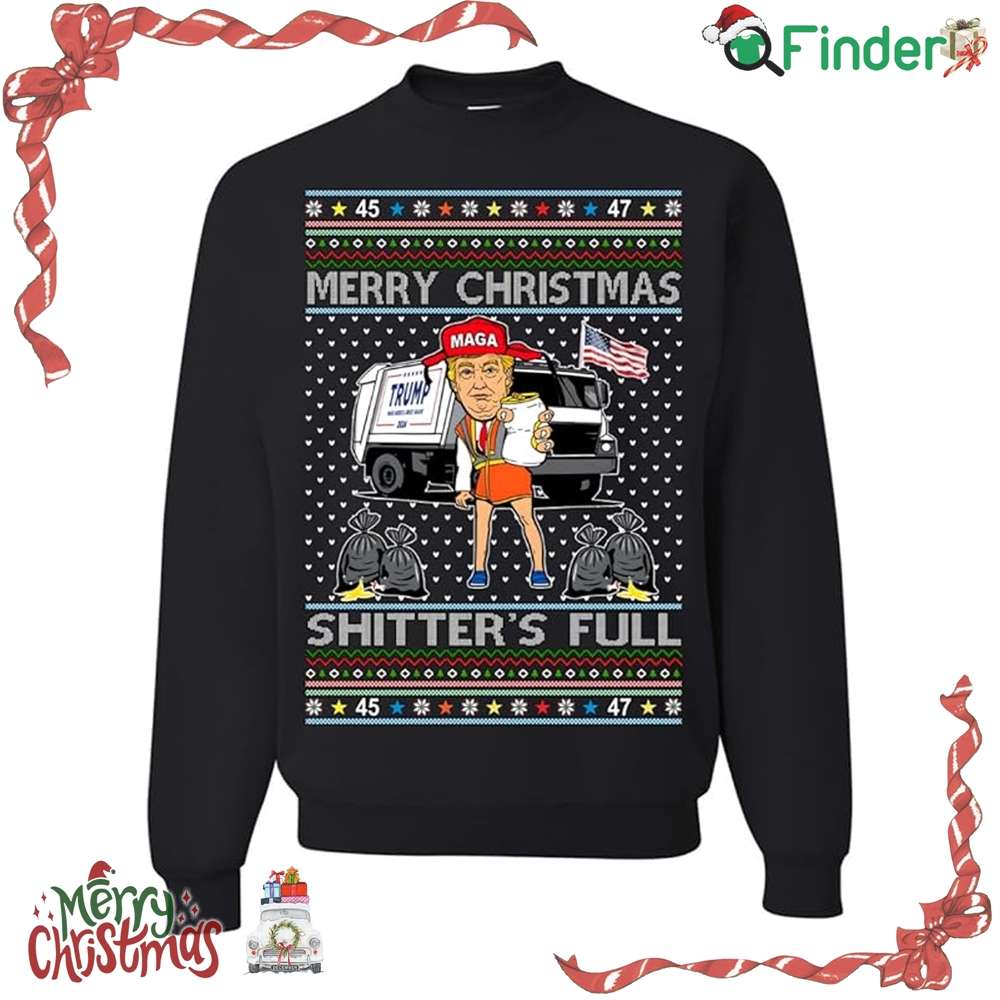 Maga Trump Merry Christmas Shitters Full Ugly Christmas Sweater Unisex Xmas Crewneck Sweatshirt Maga Trump Merry Christmas Shitters Full Ugly Christmas Sweater Unisex Xmas Crewneck Sweatshirt