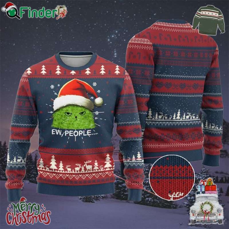 Xmas Cat Ugly Christmas Sweater Ew People Meowy Kitten Lovers Xmas Cat Ugly Christmas Sweater Ew People Meowy Kitten Lovers