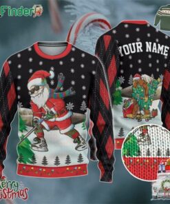 Custom Funny Christmas Holiday Santa Sport Hockey Ugly Sweater