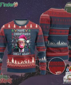 Trump Christmas Pink Bubble Gum Ugly Christmas Sweater Make Christmas Great Again Ugly Sweater