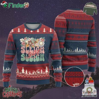 Sleigh Girl Sleigh Ugly Christmas Sweater Xmas Retro Groove Slay Girl