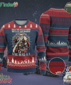 Viking Christmas Ugly Christmas Sweater Deck The Halls With Skulls And Bodies Valhalla