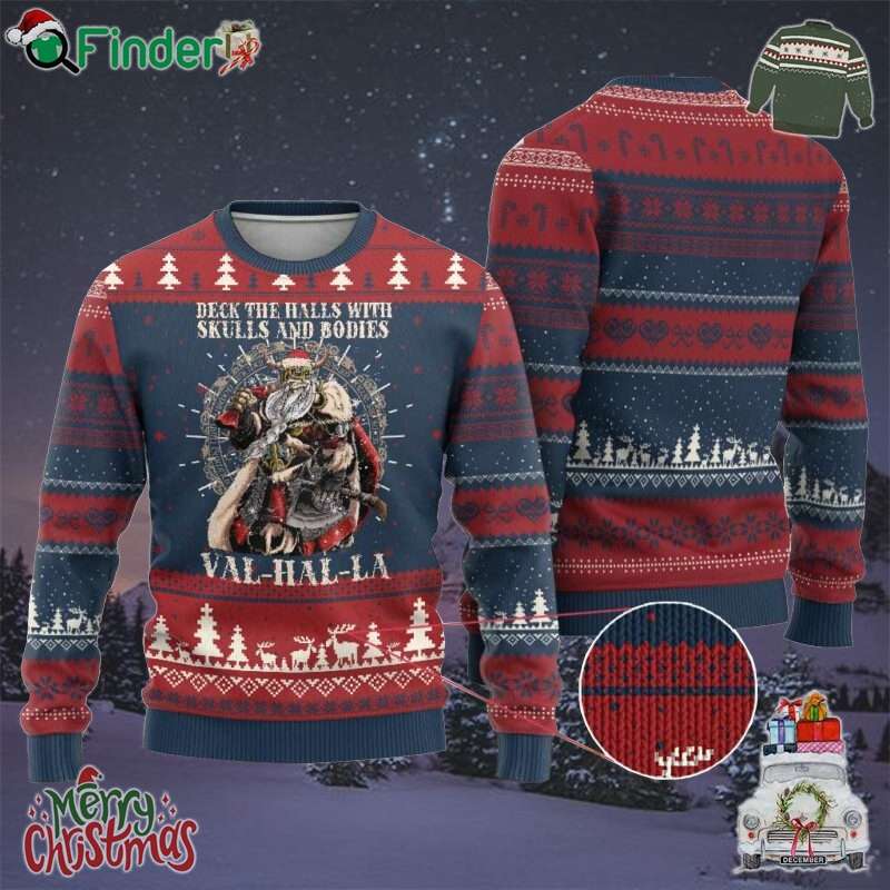 Viking Christmas Ugly Christmas Sweater Deck The Halls With Skulls And Bodies Valhalla Viking Christmas Ugly Christmas Sweater Deck The Halls With Skulls And Bodies Valhalla