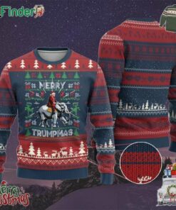 Trump Xmas Ugly Christmas Sweater Merry Trumpmas He Won 47th President Ugly Sweater