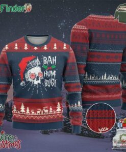 Xmas Bah Humbug Skull Santa Hat Ugly Christmas Sweater