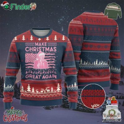Xmas Trump Pink Ugly Christmas Sweater Funny Santa Trump Make Christmas Great Again Ugly Sweater