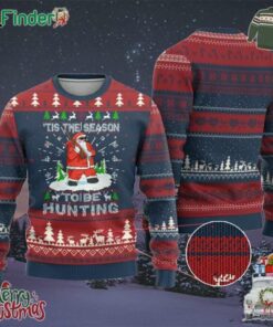 Xmas Hunting Ugly Christmas Sweater Tis The Season To Be Hunting Santa Hunter