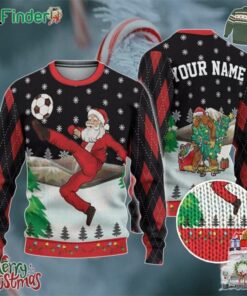 Custom Funny Christmas Holiday Santa Sport Soccer Ugly Sweater