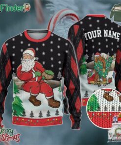 Custom Funny Christmas Holiday Santa Sport Football Ugly Sweater