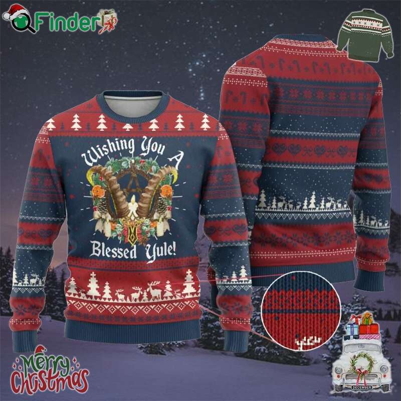 Wishing You A Blessed Yule Ugly Christmas Sweater Yule Goat Pagan Wishing You A Blessed Yule Ugly Christmas Sweater Yule Goat Pagan