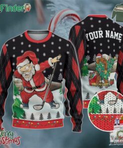 Custom Funny Christmas Holiday Santa Sport Golf Ugly Sweater