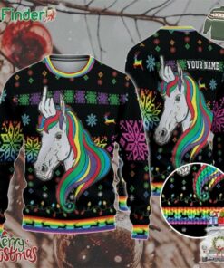Custom Funny Christmas Holiday Unicorn Middle Finger Ugly Sweater