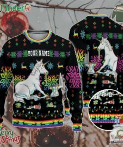 Custom Funny Christmas Holiday Unicorn Drunk Sober Ugly Sweater