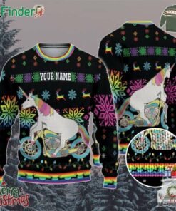 Custom Funny Christmas Holiday Unicorn Motorbike Ugly Sweater