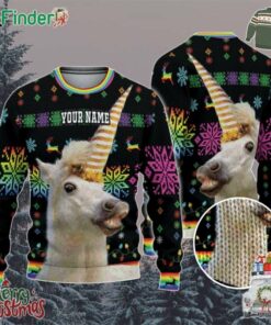 Custom Funny Christmas Holiday Unicorn Smile Ugly Sweater