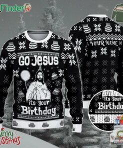 Custom Funny Christmas Holiday Happy Jesus Birthday Black Ugly Sweater