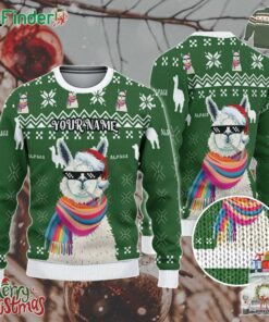 Custom Christmas Thug Life Alpaca Green And White Ugly Sweater