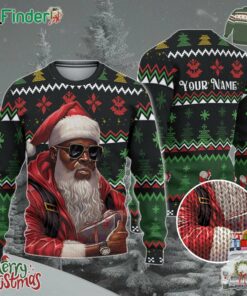 Custom Funny Christmas Holiday Black Gangsta Santa Ugly Sweater