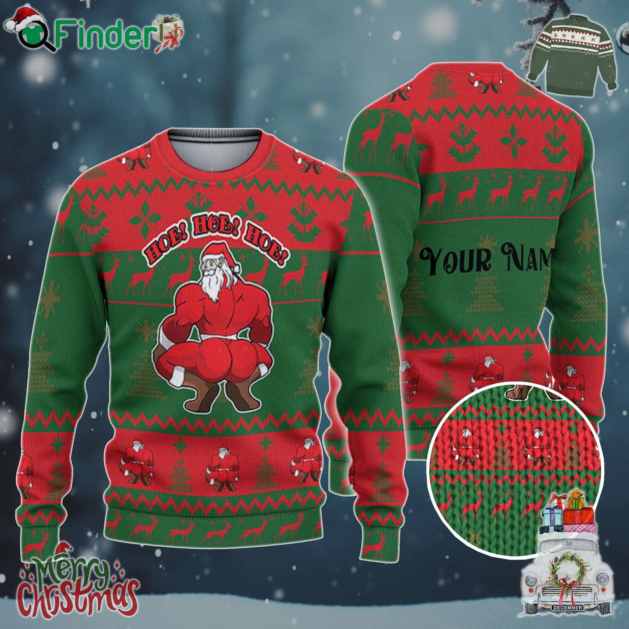 Custom Christmas Thicc Santa Red And Green Ugly Sweater Custom Christmas Thicc Santa Red And Green Ugly Sweater