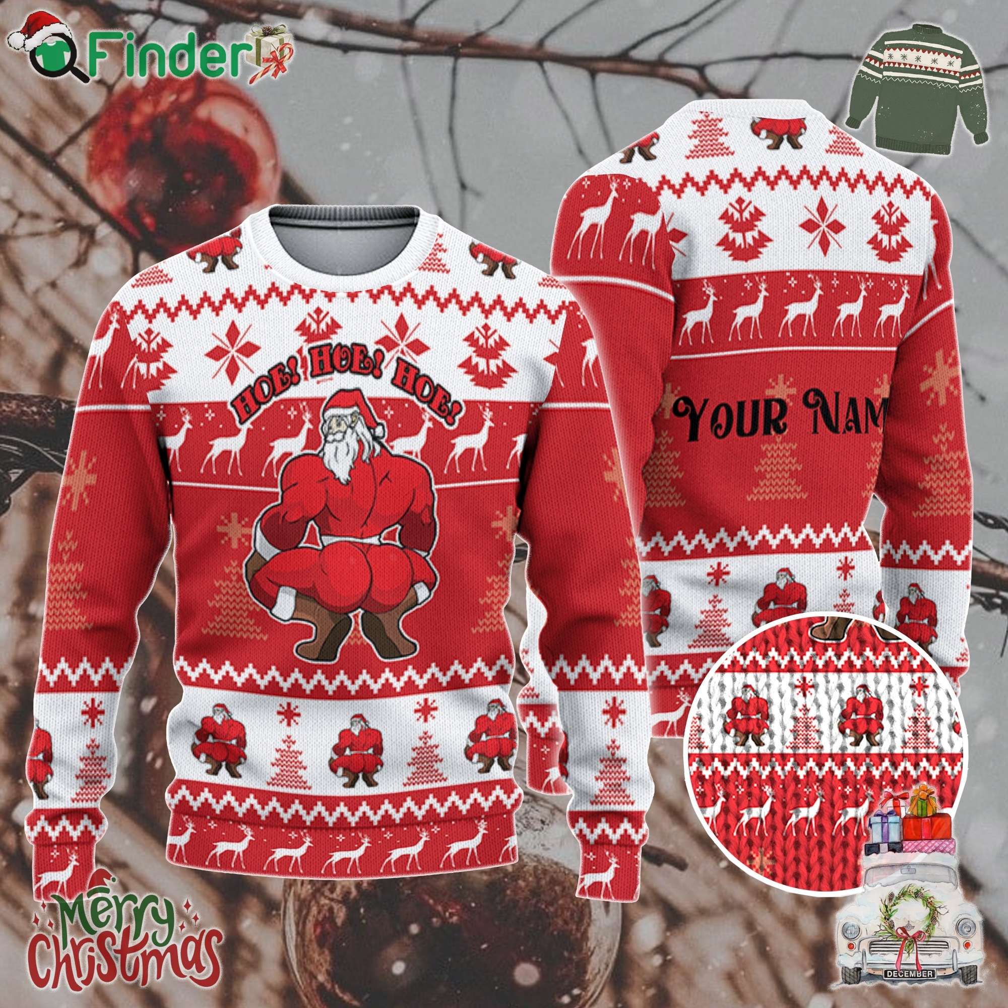 Custom Christmas Thicc Santa White And Red Ugly Sweater Custom Christmas Thicc Santa White And Red Ugly Sweater