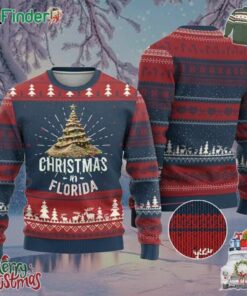 Christmas In Florida Ugly Christmas Sweater Sand Xmas Tree Lights Family Vacation
