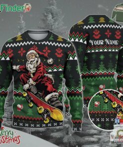 Custom Funny Christmas Holiday Cool Skateboard Santa Ugly Sweater