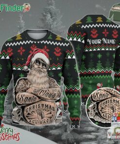 Custom Funny Christmas Holiday Big Fat Tatoo Santa Ugly Sweater