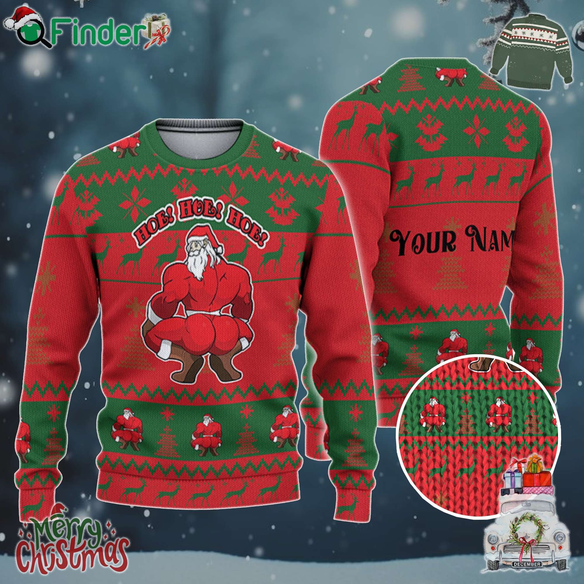 Custom Christmas Thicc Santa Green And Red Ugly Sweater Custom Christmas Thicc Santa Green And Red Ugly Sweater