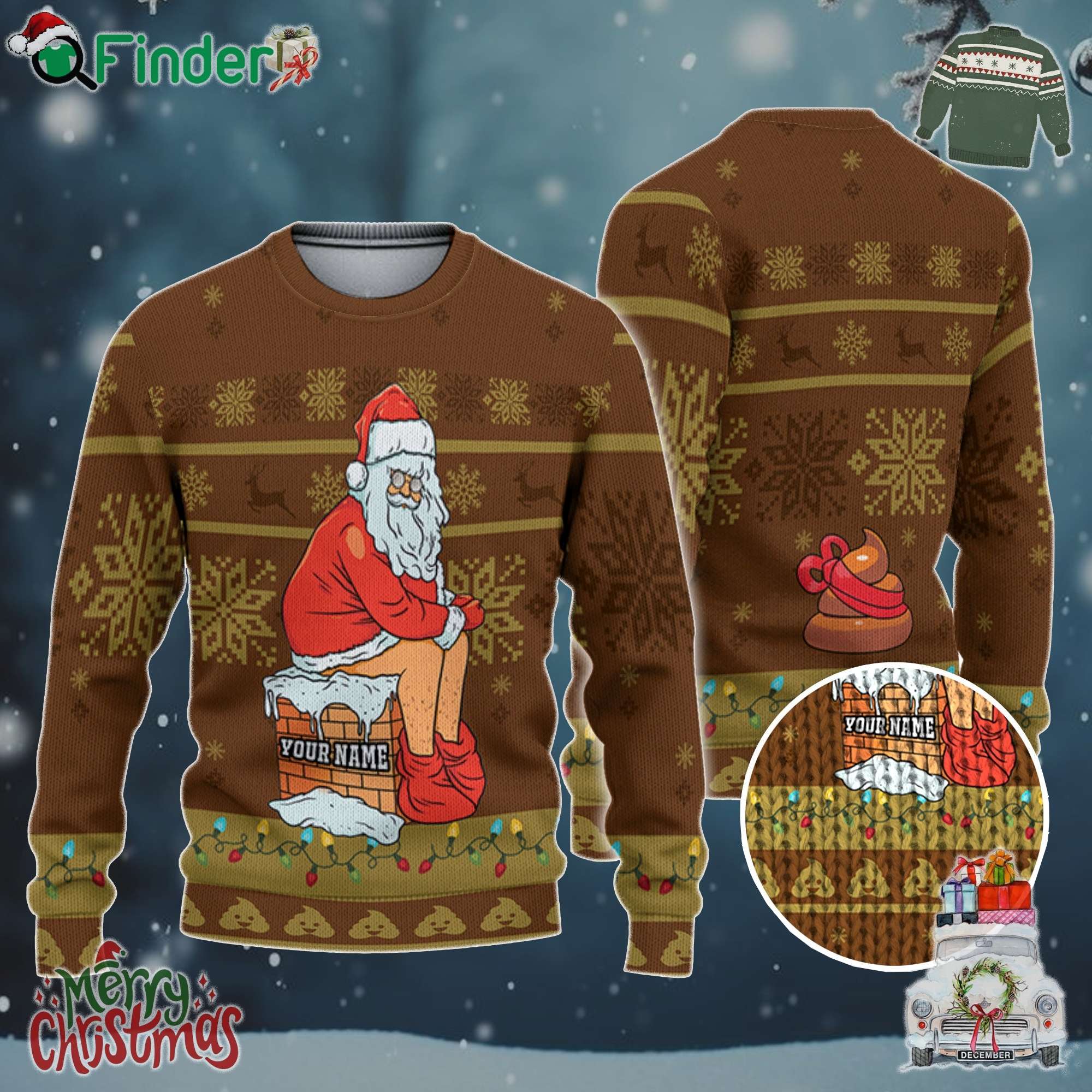 Custom Christmas Dirty Santa Brown Ugly Sweater Custom Christmas Dirty Santa Brown Ugly Sweater