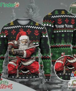 Custom Funny Christmas Holiday Japan Samurai Santa Ugly Sweater