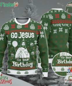 Custom Funny Christmas Holiday Happy Jesus Birthday Green And Red Ugly Sweater