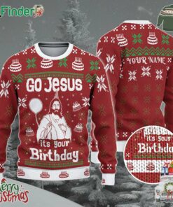Custom Funny Christmas Holiday Happy Jesus Birthday Red And Green Ugly Sweater
