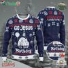 Custom Funny Christmas Holiday Happy Jesus Birthday Navy Ugly Sweater
