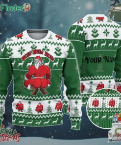 Custom Christmas Thicc Santa White And Green Ugly Sweater