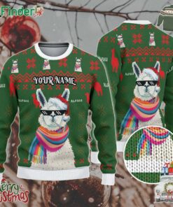 Custom Christmas Thug Life Alpaca Green And Red Ugly Sweater