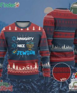 Funny Jewish Hanukkah Ugly Christmas Sweater Nice Naughty Jewish Menorah Hanukkiah Hanukkah Ugly