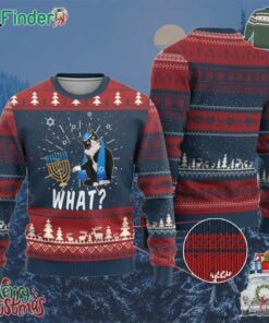 Funny Hanukkah Cat Ugly Christmas Sweater What Hanukcat Hanukkah Jewish Festival