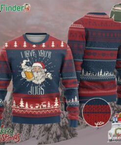 Funny Xmas Beers Couple Ugly Christmas Sweater I Love Your Jugs Santa Beers Drinker