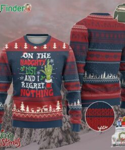 Funny Ugly Christmas Sweater On The List Of Naughty And I Regret Nothing Xmas