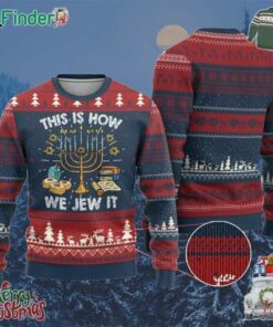 Funny Jewish Hanukkah Ugly Christmas Sweater This How We Jew It Menorah Hanukkah