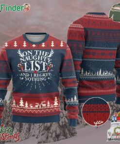 Funny Ugly Christmas Sweater On The Naughty List And I Regret Nothing