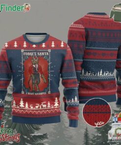 Funny Xmas Ugly Christmas Sweater Forget Santa I Want Krampus