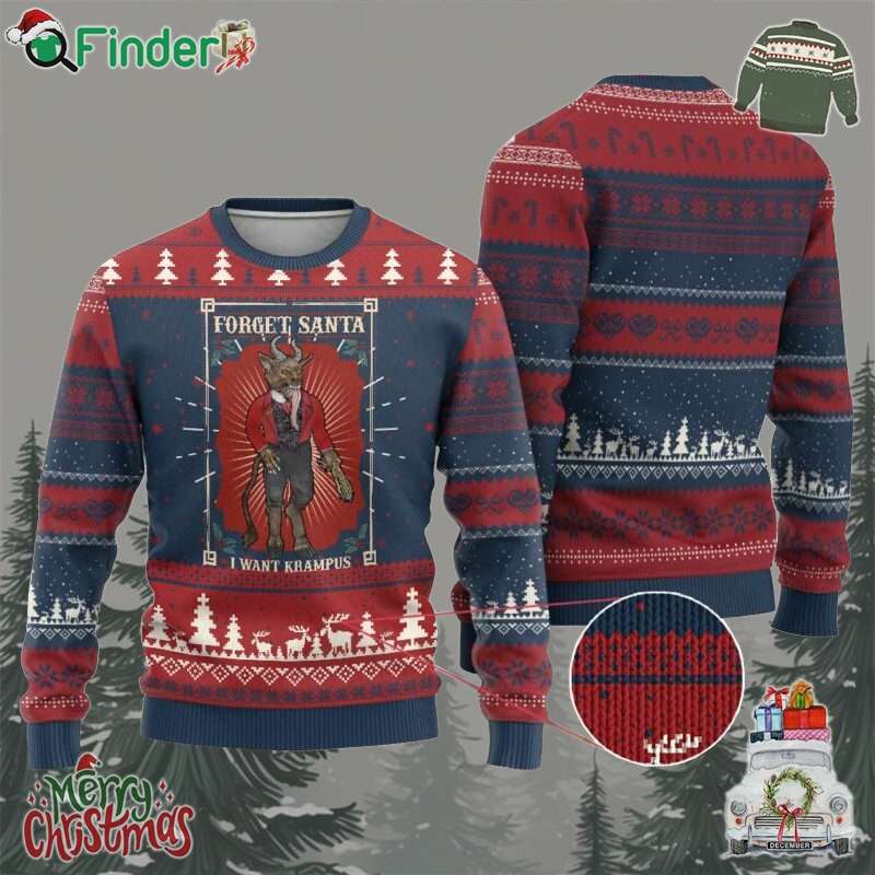 Funny Xmas Ugly Christmas Sweater Forget Santa I Want Krampus Funny Xmas Ugly Christmas Sweater Forget Santa I Want Krampus