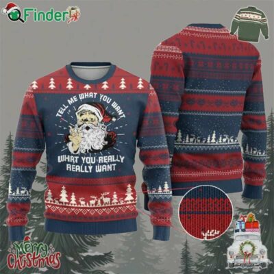 Funny Xmas Santa Ugly Christmas Sweater Tell Me What You Want What You Really Really Want