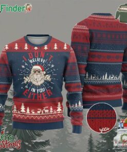 Funny Xmas Santa Ugly Christmas Sweater I Dont Believe In You Either Vintage Santa Xmas