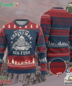 Funny Xmas Fishing Ugly Christmas Sweater All I Want For Christmas Is A Big Fish Santa
