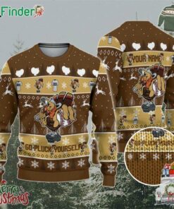 Personalize Ugly Thanksgiving Turkey Player Baseball Brown